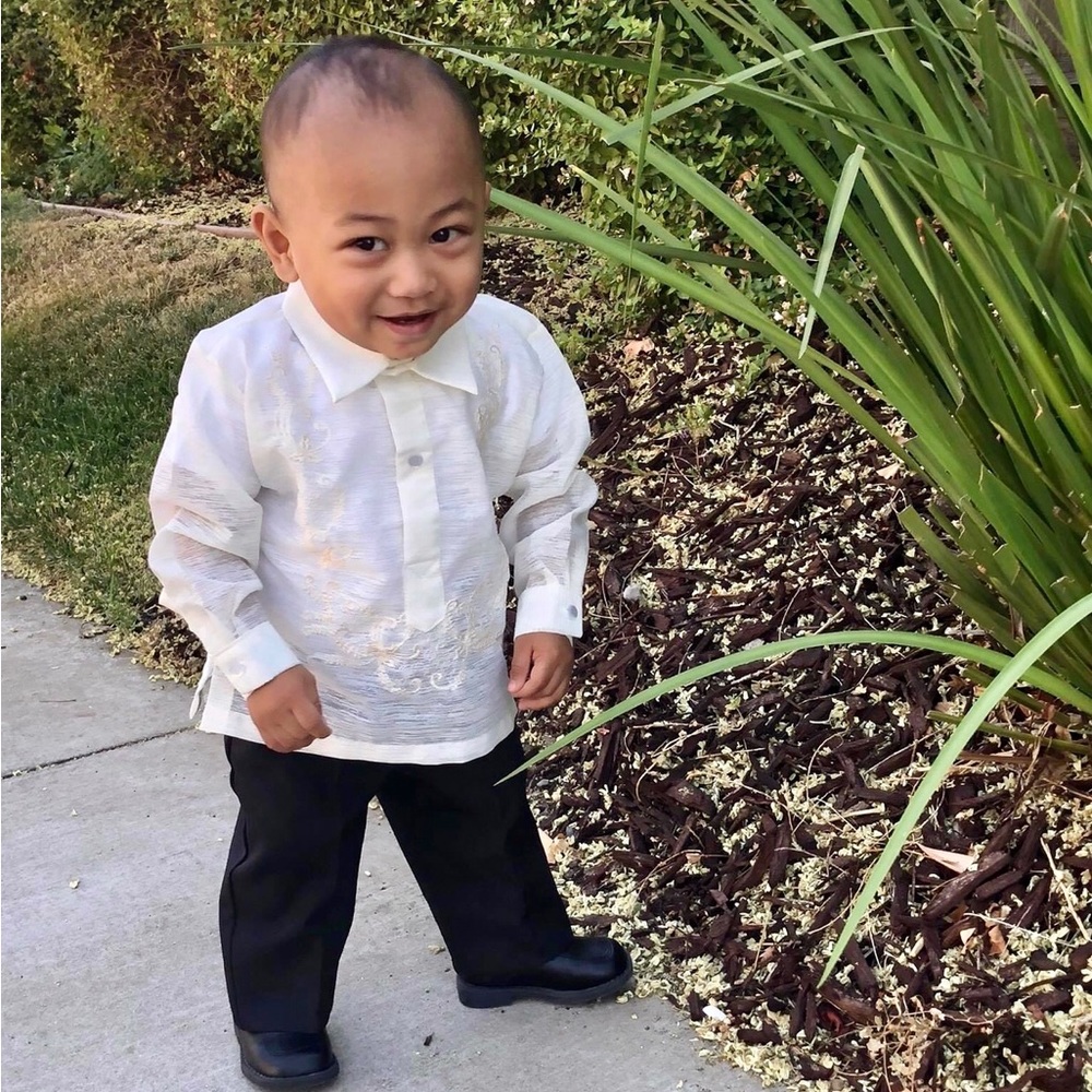 Kids Cream Barong Tagalog Shirt - Picture 9 of 15